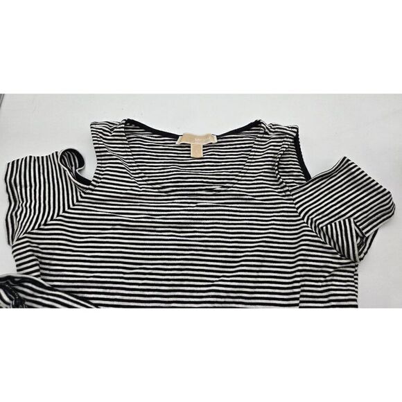 Michael Kors Blue and White Striped Cold Shoulder Top S - Picture 2 of 5